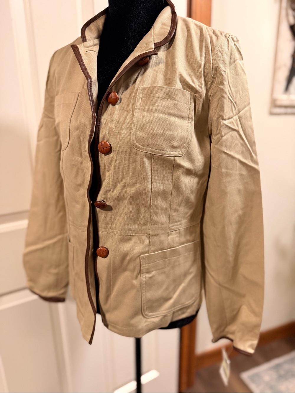 Charter Club Casablanca Safari Jacket Tan Brown Trim NWT Size 4